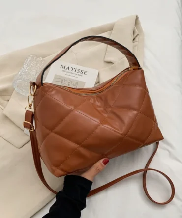 Trendy Soft Pu Leather Shoulder Bag Brand Designer Handbags Crossbody Bags For Women Fashion Plaid Top-handle Bag