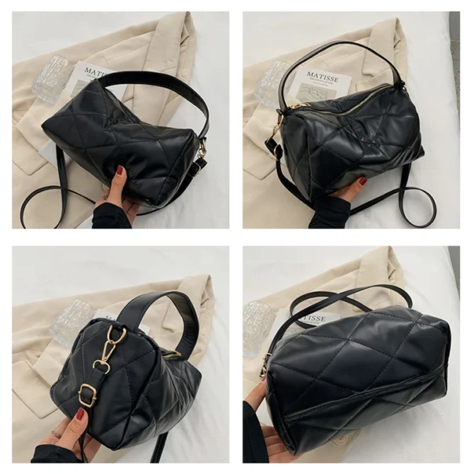 Trendy Soft Pu Leather Shoulder Bag Brand Designer Handbags Crossbody Bags For Women Fashion Plaid Top-handle Bag