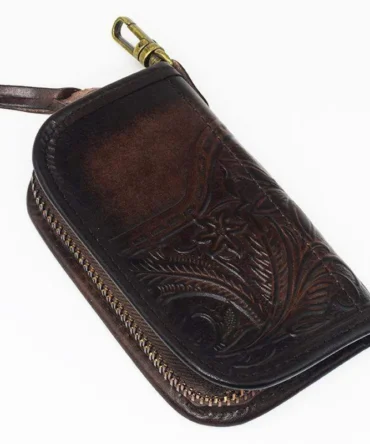 Genuine Leather Key Wallet Men Women Short Vintage Handmade Zipper Car Key Card Holder Coin Purse Bag Organizer Housekeeper