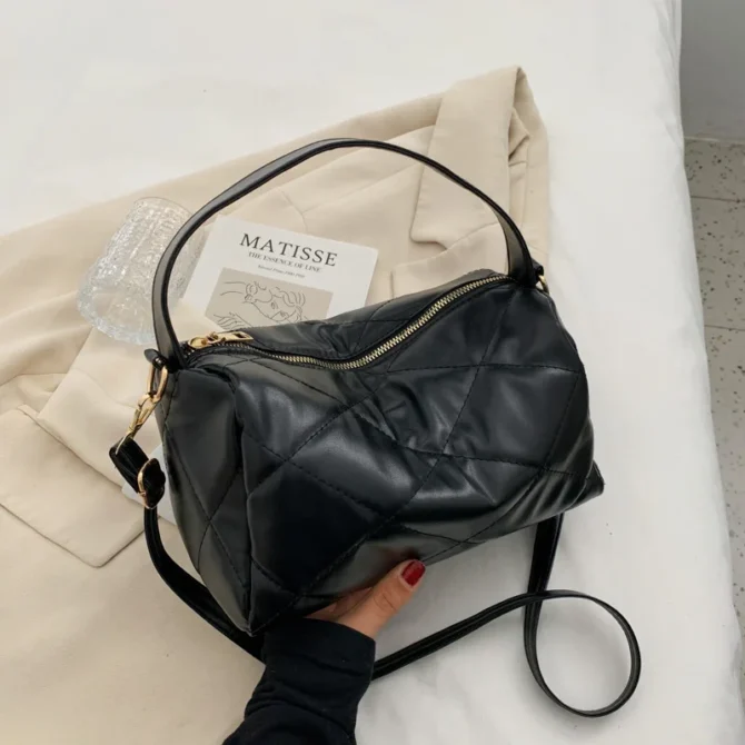 Trendy Soft Pu Leather Shoulder Bag Brand Designer Handbags Crossbody Bags For Women Fashion Plaid Top-handle Bag