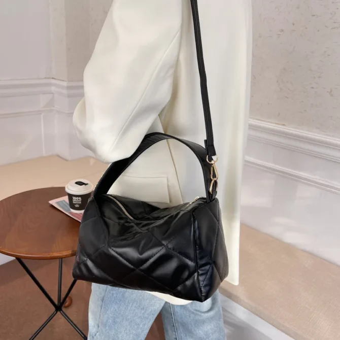 Trendy Soft Pu Leather Shoulder Bag Brand Designer Handbags Crossbody Bags For Women Fashion Plaid Top-handle Bag