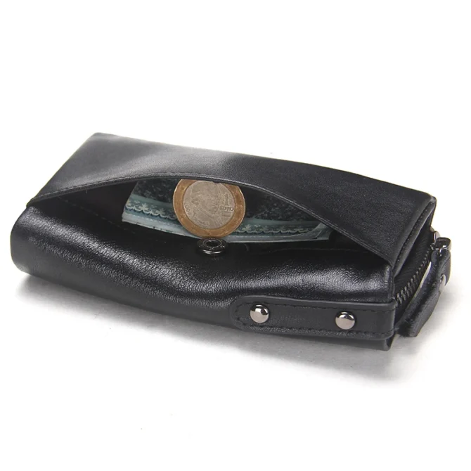 CONTACT'S Genuine Leather Men Key Wallet Small Male Purse with Coin Pocket Key Holder Man Pouch Housekeeper High Quality Keyring