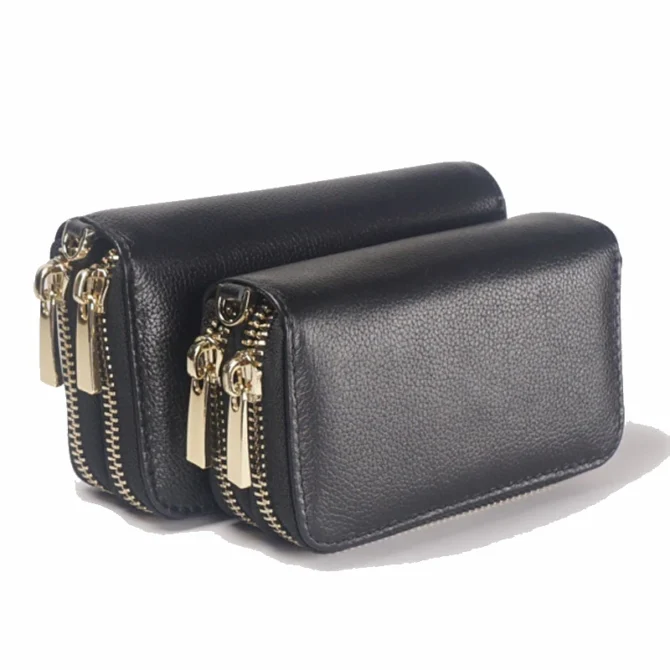 Classic New Double Zip Men's Genuine Cow Leather Car Key Holder Multifunction Housekeeper High Class Motor Key Case