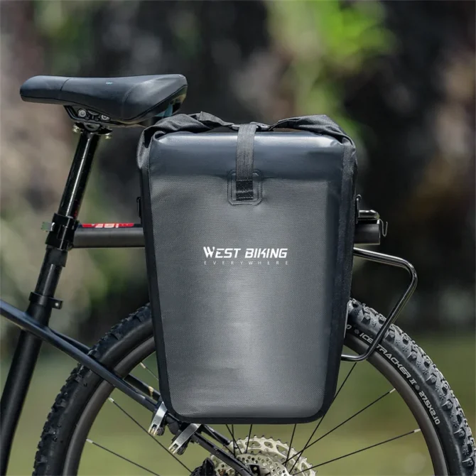 WEST BIKING Double Side Bicycle Bag 25L Large Capacity Waterproof Trunk Pannier MTB Bike Rear Seat Rack Bag Cycling Accessories