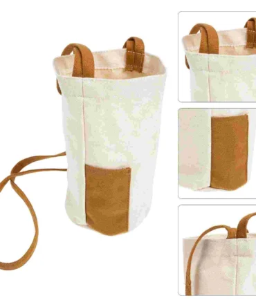 Bottle Gift Bags Water Umbrella Sleeve Cup Canvas Storage Shoulder Cross Body Hanging Pouch Protective Brown