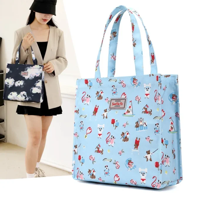 2024 women's shopping handbag large capacity waterproof printed nylon cloth bag, shoulder bag, designer luxury student hand bag