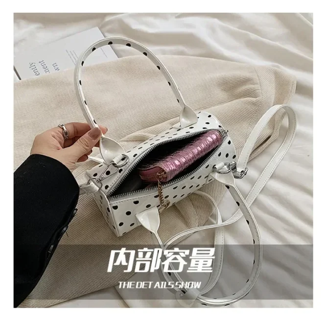 Luxury Designer PU Leather Dot Women's Handbag Casual Crossbody Bag Pillow Boston Tote