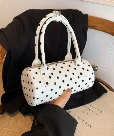 Luxury Designer PU Leather Dot Women's Handbag Casual Crossbody Bag Pillow Boston Tote