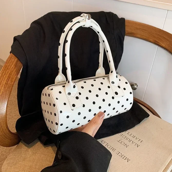 Luxury Designer PU Leather Dot Women's Handbag Casual Crossbody Bag Pillow Boston Tote