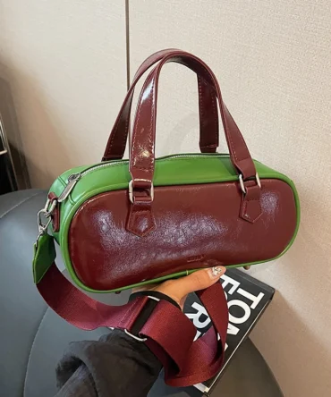 Vintage PU Leather Boston Women Small Handbag and Purse Fashion Designer Crossbody Bag Female Casual Travel Pillow Shoulder Bag