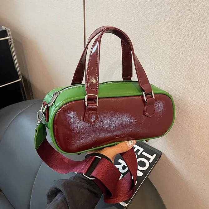 Vintage PU Leather Boston Women Small Handbag and Purse Fashion Designer Crossbody Bag Female Casual Travel Pillow Shoulder Bag