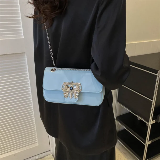 PU Leather Underarm Bag for Women, 3D Bow Locking, Female Shoulder Bag, Crossbody Bags, Purse Chain Handbags, Fashion Design