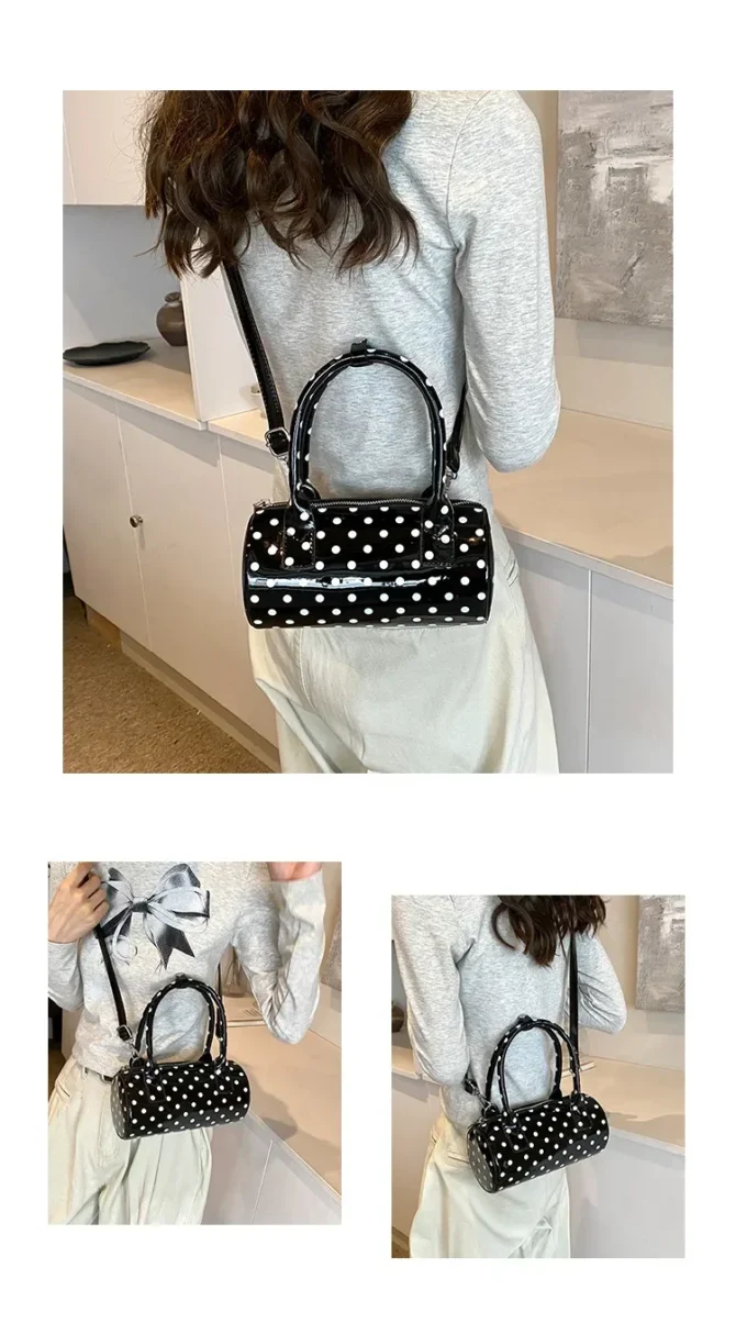 Luxury Designer PU Leather Dot Women's Handbag Casual Crossbody Bag Pillow Boston Tote