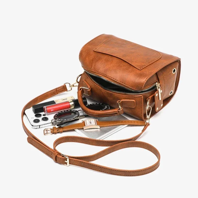 Retro Style Women's Bags 2025 New Luxury Boston Crossbody Bag Fashion PU Leather Women Handbags 8239LZF