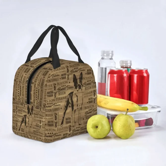 Boston Terrier Dog Portable Lunch Boxes Women Multifunction Pet Puppy Thermal Cooler Food Insulated Lunch Bag Office Work