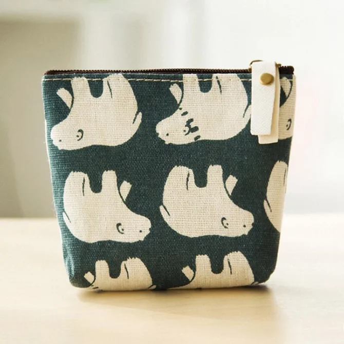 Canvas Coin Bag Purse Women Coin Money Card Holder Cute Wallet Case Zipper Key Storage Pouch For Girl Gift