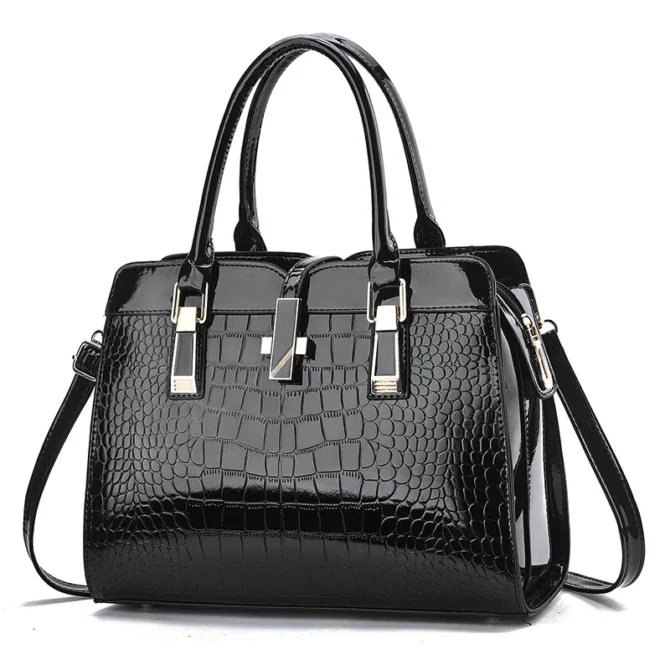 2025 Women's Crocodile Pattern Boston Shoulder Bag Large Capacity PU Leather Tote Handbag 9 Colors