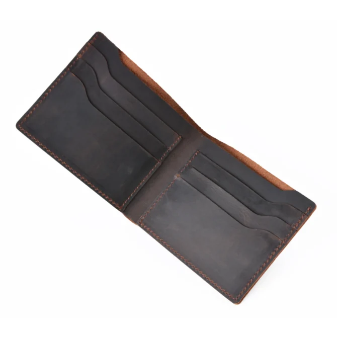 AIGUONIU 100% Genuine Leather Wallets Bifold Purse Vintage Crazy Horse Leather Clutch Men wallets Retro Coin Pocket men wallets