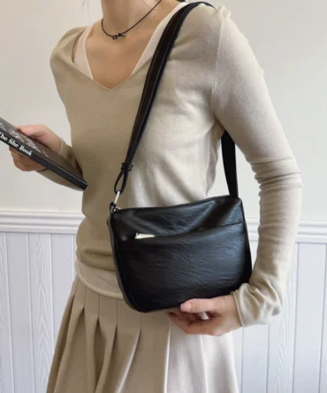 Casual Design Shoulder Crossbody Bags For Simple Commuter Handbag Soft Leather Solid Color Women's Bag Boston Tote Bag Bolsa Sac