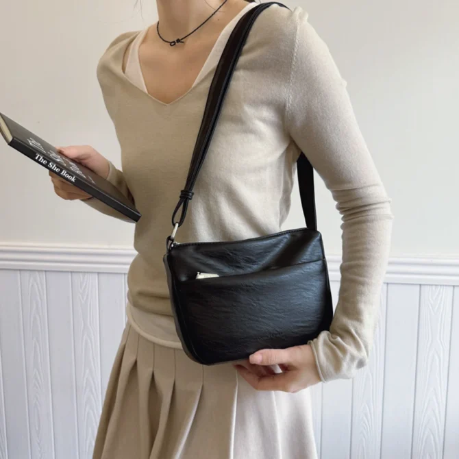 Casual Design Shoulder Crossbody Bags For Simple Commuter Handbag Soft Leather Solid Color Women's Bag Boston Tote Bag Bolsa Sac