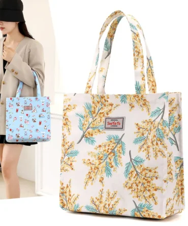 2024 women's shopping handbag large capacity waterproof printed nylon cloth bag, shoulder bag, designer luxury student hand bag