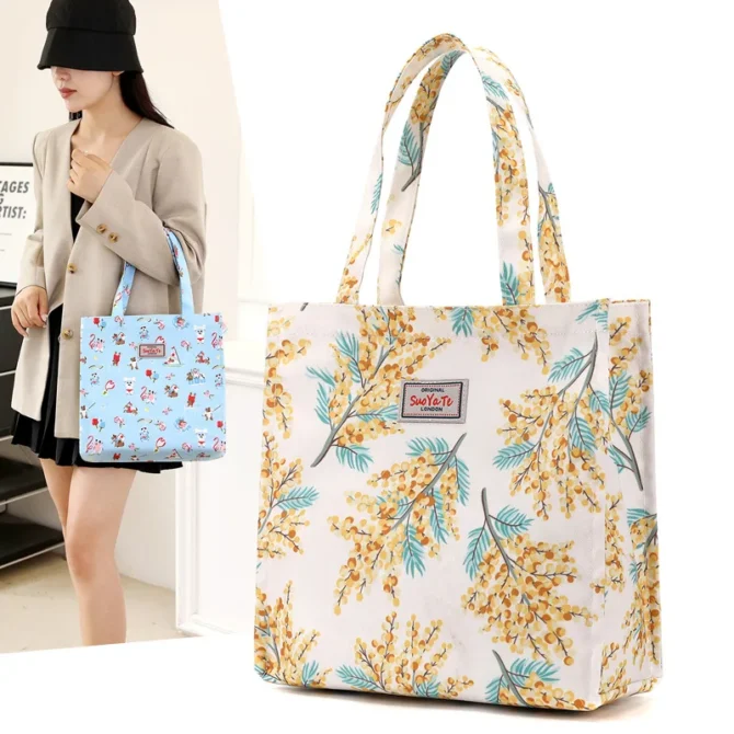 2024 women's shopping handbag large capacity waterproof printed nylon cloth bag, shoulder bag, designer luxury student hand bag