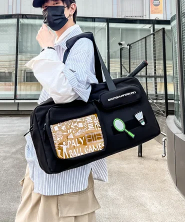Badminton Bag for 3Pcs Racket, Hand-Held Sports and Fitness Bags, Unisex Large Capacity Racket Bag, Multi-Layer Shoulder Bag,