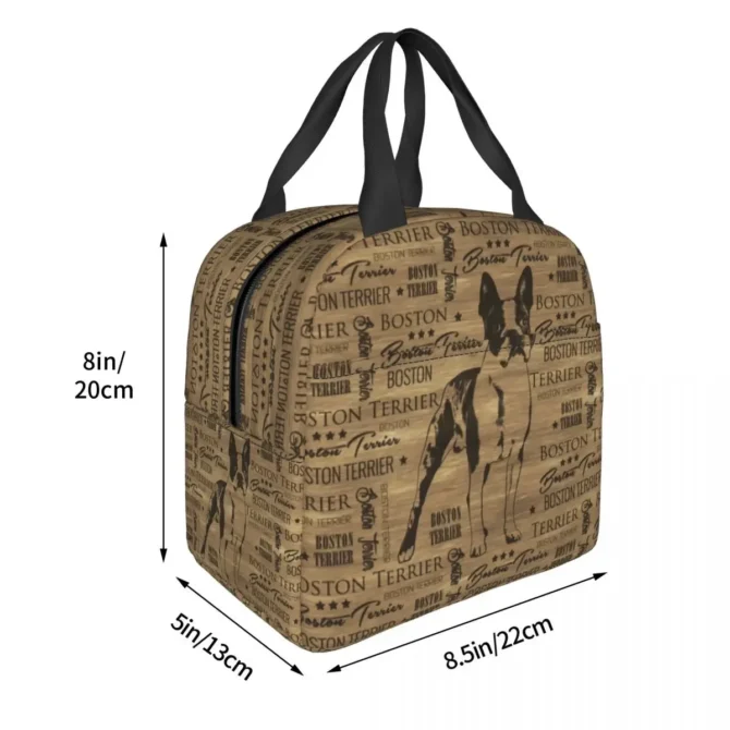 Boston Terrier Dog Portable Lunch Boxes Women Multifunction Pet Puppy Thermal Cooler Food Insulated Lunch Bag Office Work