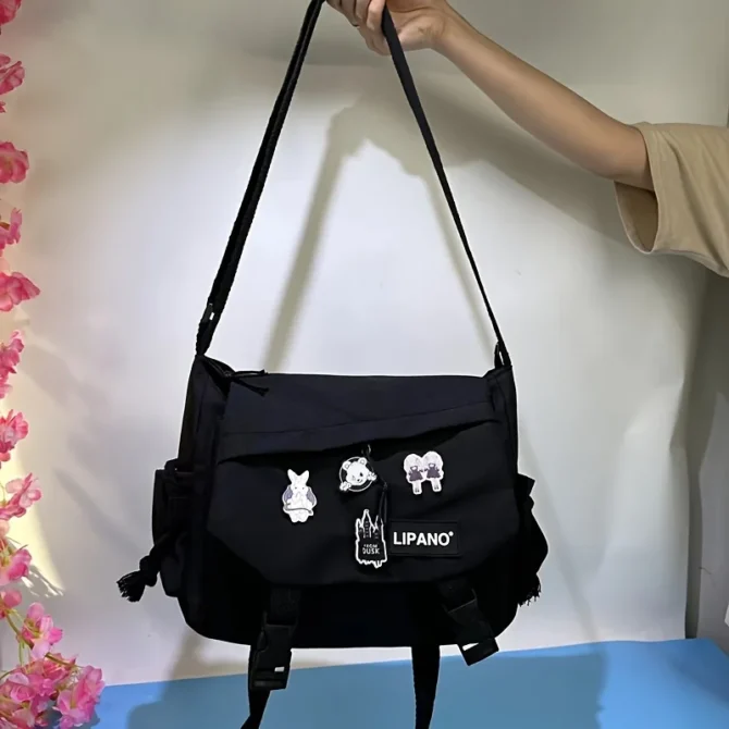 Chic Water-Resistant Messenger Bag with Ample Space - Secure Zip, Adjustable Strap for Daily Use & Travel