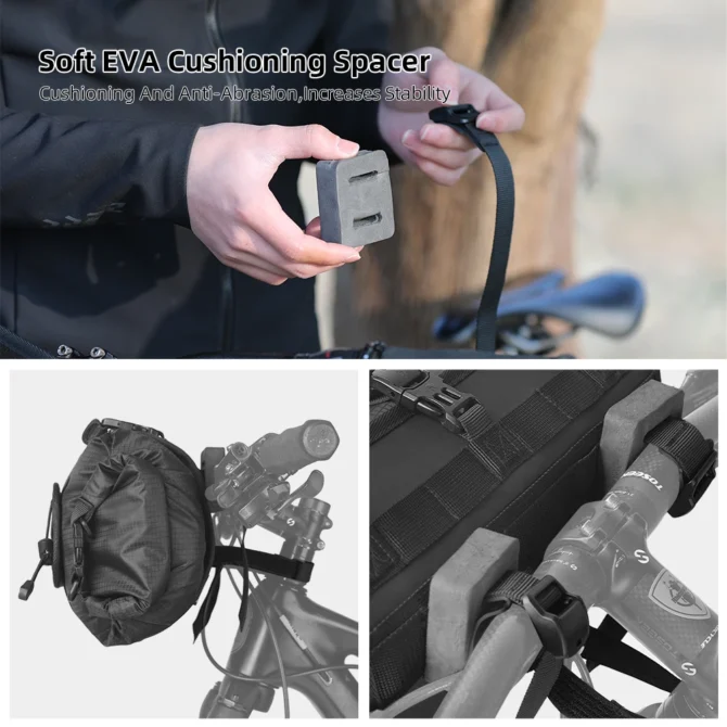 Rhinowalk Bicycle Handlebar Bag 12L Waterproof Bike Mounts Set Bike Bag Base With Replaceable Inner Dry Bag Luggage Storage