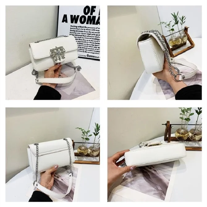 PU Leather Underarm Bag for Women, 3D Bow Locking, Female Shoulder Bag, Crossbody Bags, Purse Chain Handbags, Fashion Design
