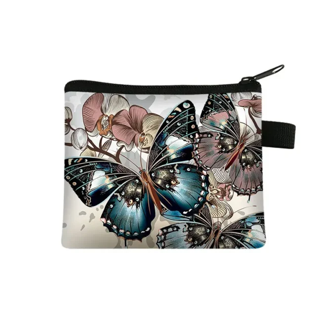 New Butterfly Printed Zero Wallet Portable Card Bag Coin Key Storage Bag Hand Bag Card Holder monedero mujer carteras Coin Purse