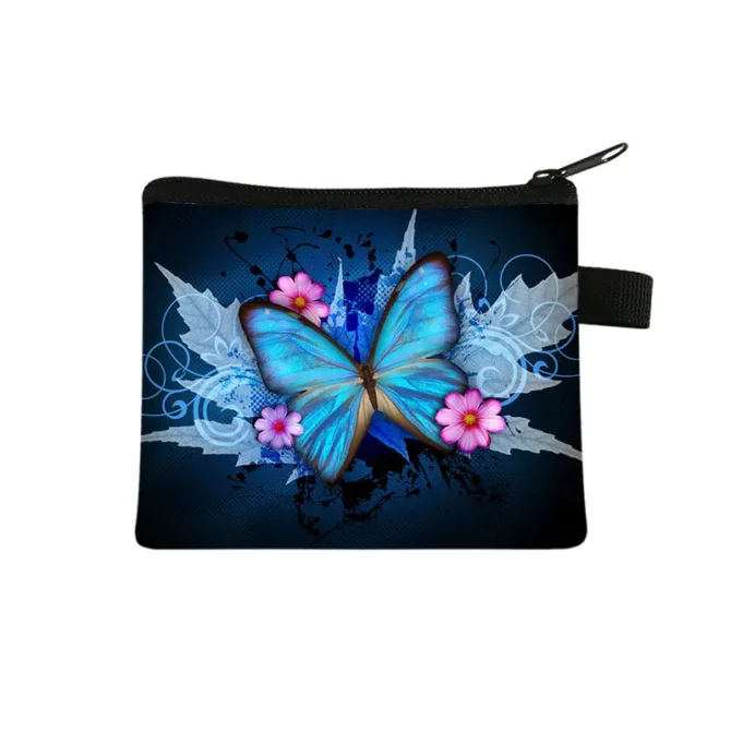 New Butterfly Printed Zero Wallet Portable Card Bag Coin Key Storage Bag Hand Bag Card Holder monedero mujer carteras Coin Purse
