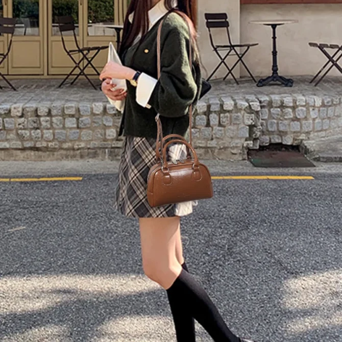 Trend Boston Bag Handbags For Women Crossbody Shoulder Bags Leather Lady Top-handle Bag Fashion Luxury Brand Satchel Tote