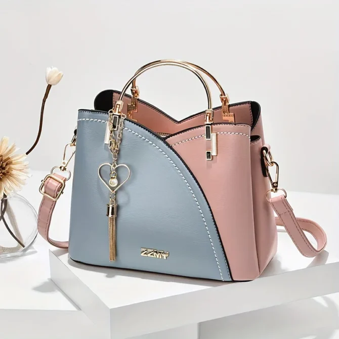 Women's Fashion Metal Handle Shoulder Bag Trend Leather Ladies Crossbody Small Square Bag Ladies Casual Messenger Bag
