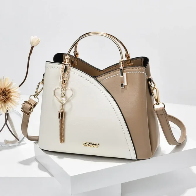 Women's Fashion Metal Handle Shoulder Bag Trend Leather Ladies Crossbody Small Square Bag Ladies Casual Messenger Bag
