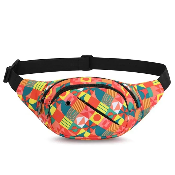 Nylon colorful waist bag, women's fashionable sports running crossbody bag, outdoor cash register and leisure small bag