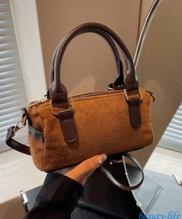 Womens PU Leather Shoulder Purse Vintage Top Handle Bag Fashionable Office Slouchy Bags Satchel Handbag 517D