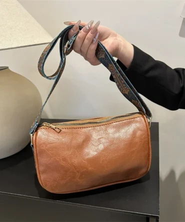 Vintage PU Leather Boston Women Small Handbag and Purse Fashion Designer Crossbody Bag Female Casual Travel Pillow Shoulder Bag