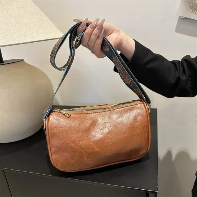 Vintage PU Leather Boston Women Small Handbag and Purse Fashion Designer Crossbody Bag Female Casual Travel Pillow Shoulder Bag