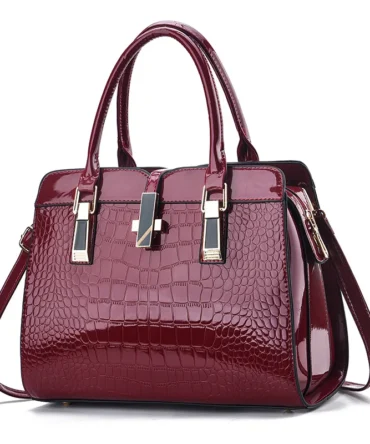 2025 Women's Crocodile Pattern Boston Shoulder Bag Large Capacity PU Leather Tote Handbag 9 Colors