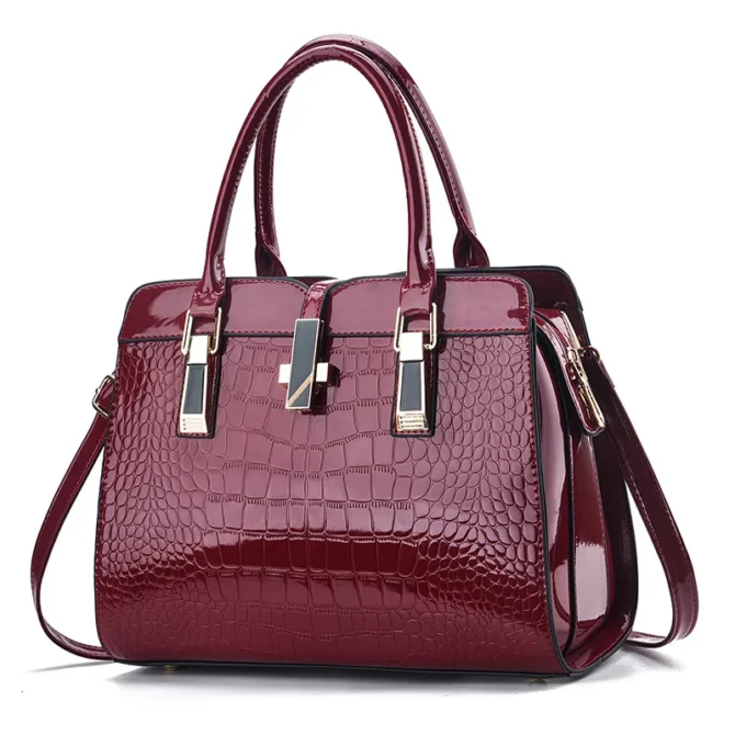 2025 Women's Crocodile Pattern Boston Shoulder Bag Large Capacity PU Leather Tote Handbag 9 Colors