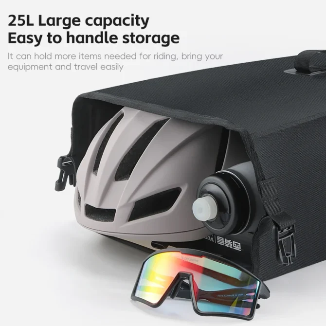 WEST BIKING Double Side Bicycle Bag 25L Large Capacity Waterproof Trunk Pannier MTB Bike Rear Seat Rack Bag Cycling Accessories