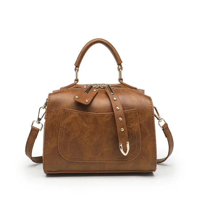 Retro Style Women's Bags 2025 New Luxury Boston Crossbody Bag Fashion PU Leather Women Handbags 8239LZF