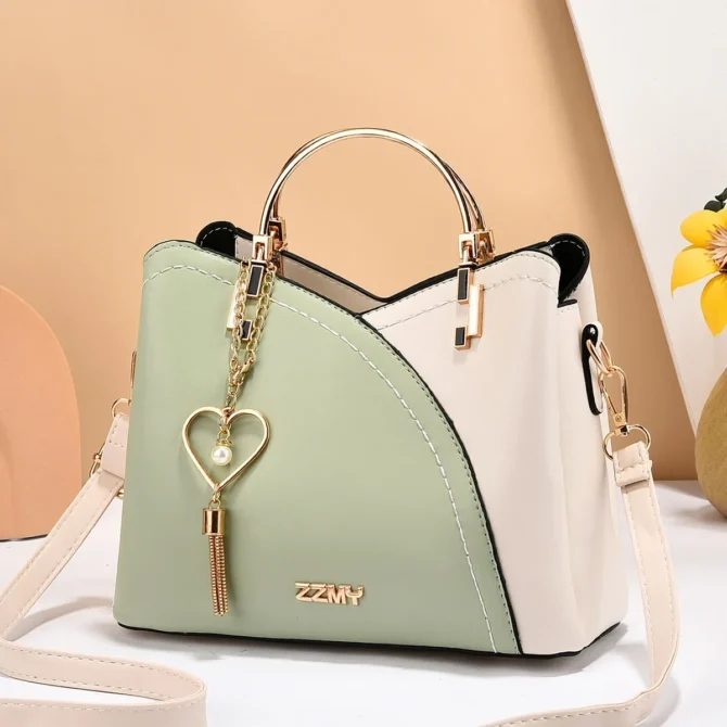 Women's Fashion Metal Handle Shoulder Bag Trend Leather Ladies Crossbody Small Square Bag Ladies Casual Messenger Bag