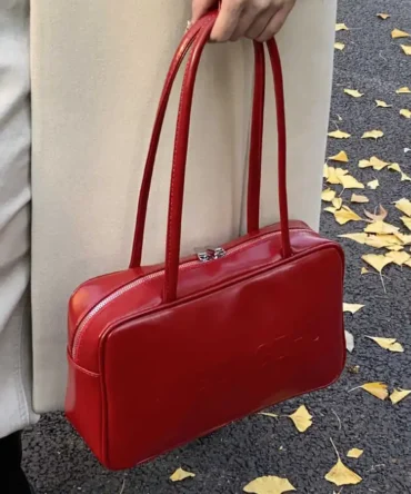 High-Grade Sense Vintage Red Shoulder Bags Creative Letter Design Women Armpit Bag Winter Trendy Commuter Handbags