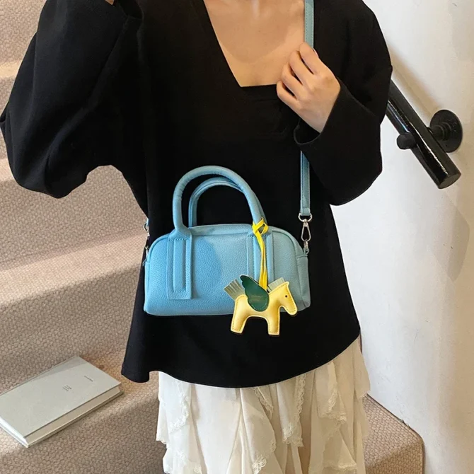 Purple Handbag Small Women Bag Candy Colors Pu Leather Shoulder Crossbody Bag Female Brand Boston Handbag Commute Bag