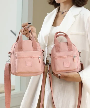 Women Casual Crossbody Shoulder Bag Girls Simple Fashion Zipper Handbags Nylon Waterproof Solid Messenger Tote Bag Lightweight