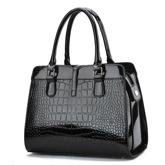 2025 Women's Crocodile Pattern Boston Shoulder Bag Large Capacity PU Leather Tote Handbag 9 Colors
