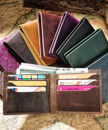 AIGUONIU 100% Genuine Leather Wallets Bifold Purse Vintage Crazy Horse Leather Clutch Men wallets Retro Coin Pocket men wallets